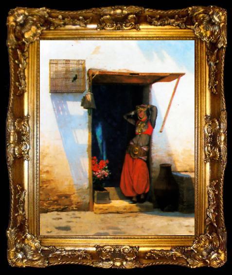 framed  Jean Leon Gerome Woman of Cairo at her Door, ta009-2